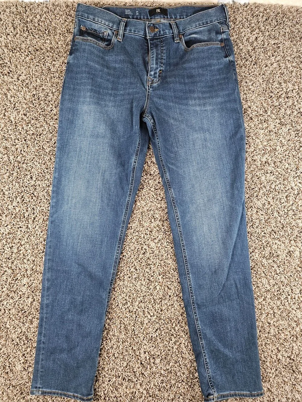 Banana Republic Mens Sz 34x34 Slim Leg Medium Wash Blue Jeans